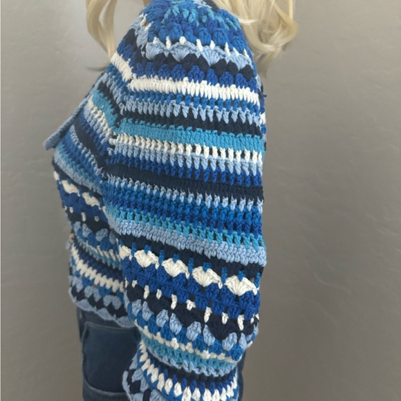 Host Pick! Farm Rio Multi Stitches Crochet Collar Blouse SZ L - Picture 8 of 9